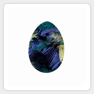 Easter egg - textured blue smears isolated on white background. Watercolor colorful textured painting. Design for background, cover and packaging, Easter and food illustration, greeting card. Sticker